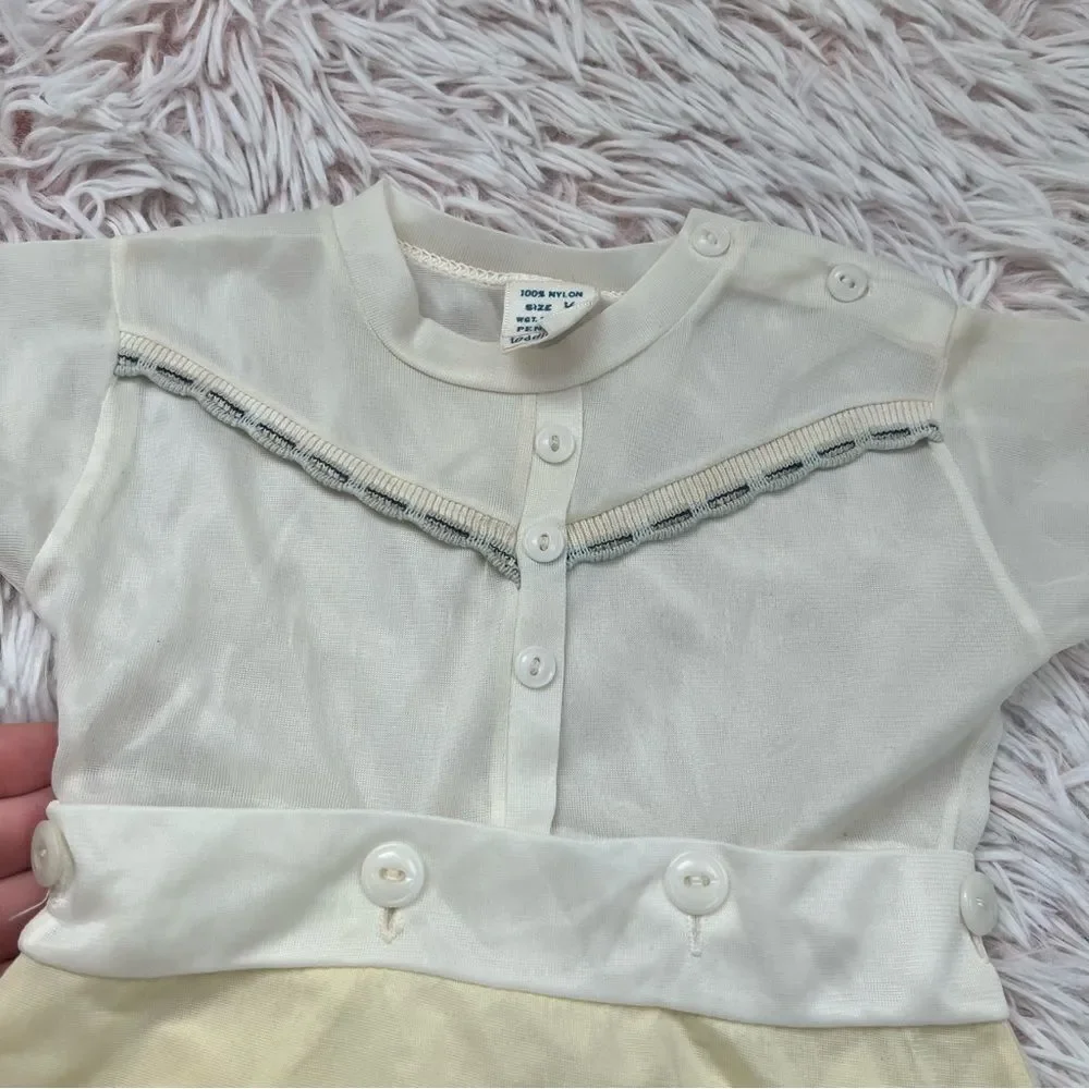 Vintage JC Penney’s ToddleTime Yellow Off White Romper Boy Sz 1/2 14-18 Lbs 6 Mo